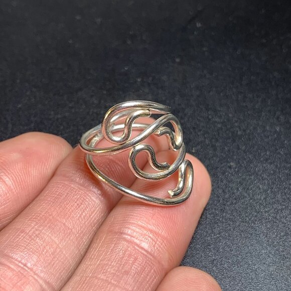 VTG Sterling Silver 925 Freeform Design Abstract Band 4.25mm Ring Size 6.25 - Picture 6 of 11
